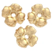 Perles rondelles fleurs 6 mm - Doré à l'or fin x5