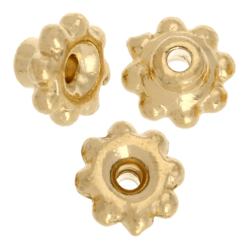 Perles rondelles fleurs de précisions 5 mm - Beads aligner - Doré à l'or fin x5
