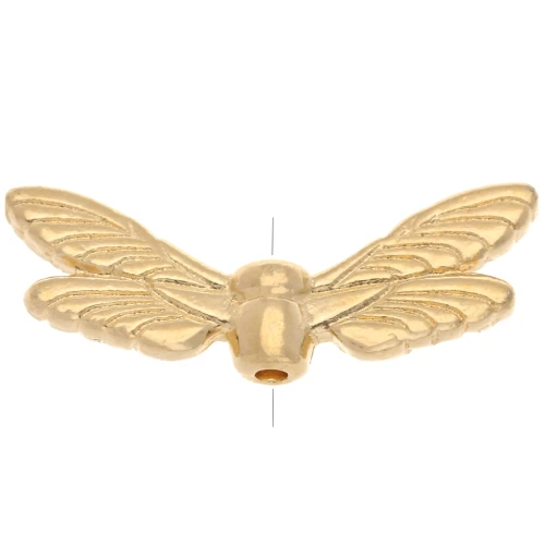Perle ailes de libellule 7x20 mm - Doré à l'or fin x1