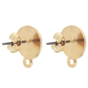 Clous d'oreilles rond irrégulier ethnique 12 mm - Doré à l'or fin x2