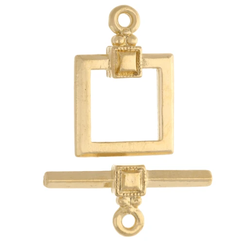 Fermoir T carré 18.5x12.5 mm - Doré à l'or fin x1