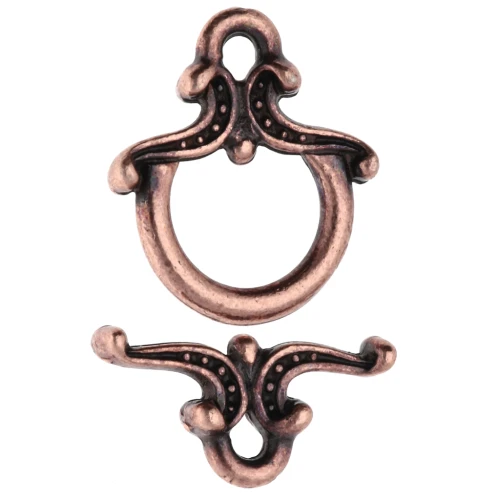 Fermoir T arabesque travaillé 13x12 mm - Cuivré vieilli x1