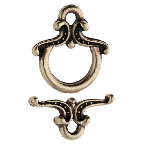 Fermoir T arabesque travaillé 13x12 mm - Bronze x1
