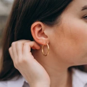 Créoles rondes martelés 30 mm - Fil 2.5 mm - Acier inox 316L et 201 x2