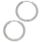 Créoles rondes martelés 23 mm - Fil 2.5 mm - Acier inox 316L et 201 x2