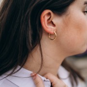 Créoles rondes martelés 20 mm - Fil 2.5 mm - Acier inox 316L et 201 x2