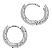 Créoles rondes martelés 12 mm - Fil 2.5 mm - Acier inox 316L et 201 x2