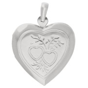 Pendentif porte photo coeur 26x23 mm - Motif coeurs - Placage Argent fin x1