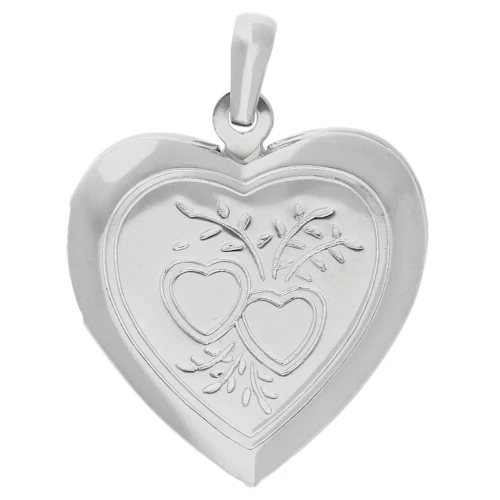 Pendentif porte photo coeur 26x23 mm - Motif coeurs - Placage Argent fin x1