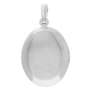 Pendentif porte photo ovale 26x18 mm - Motif fleur - Placage Argent fin x1