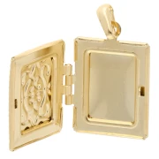 Pendentif porte photo rectangle 24x18 mm - Motif arabesques - Doré à l'or fin x1