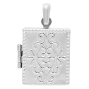 Pendentif porte photo rectangle 24x18 mm - Motif arabesques - Placage Argent fin