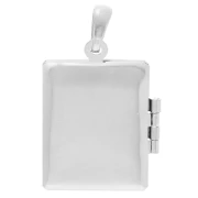 Pendentif porte photo rectangle 24x18 mm - Motif arabesques - Placage Argent fin