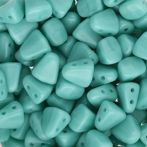 Perles en verre tchèque deux trous Nib-Bit 6x5 mm - Opaque Green Turquoise x10g