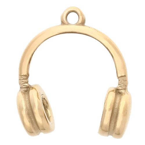 Pendentif casque de musique 20x18 mm - Acier inoxydable 304 Doré x1