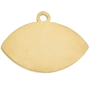 Breloque oeil 12x17 mm avec résine époxy - Acier inox 304 Doré - Blanc - Bleu x1