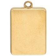 Breloque rectangle 18x12 mm motif trèfle - Acier inox 304 Doré - Rose pailleté