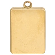 Breloque rectangle 18x12 mm motif trèfle - Acier inox 304 Doré - Bleu pailleté