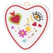 Pendentif coeur impression UV 23x22 mm - Acier inox 304 Doré - Blanc - Multicolore|raw }}