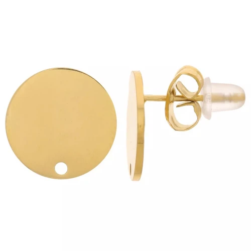 Clous d'oreilles ronds lisses 12 mm - Acier inoxydable 316L Doré x20