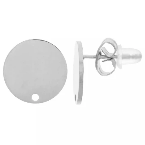 Clous d'oreilles ronds lisses 12 mm - Acier inoxydable 316L x2