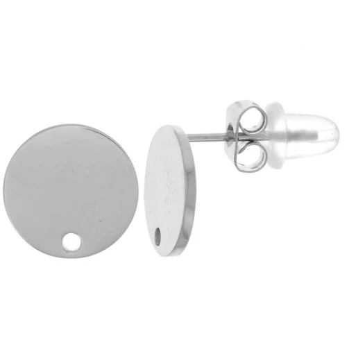 Clous d'oreilles ronds lisses 10 mm - Acier inoxydable 316L x20