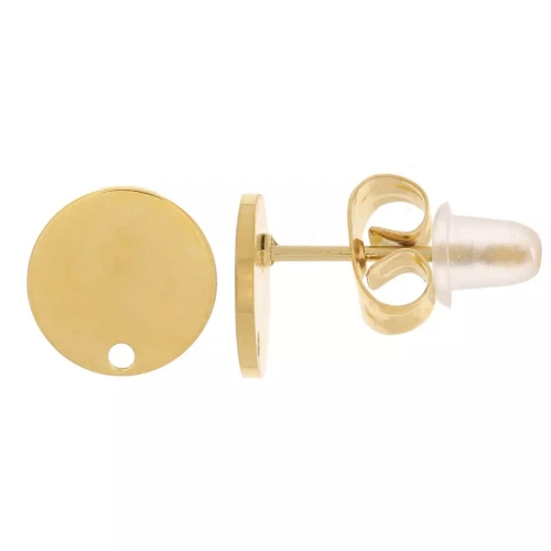 Clous d'oreilles ronds lisses 8 mm - Acier inoxydable 316L Doré x20