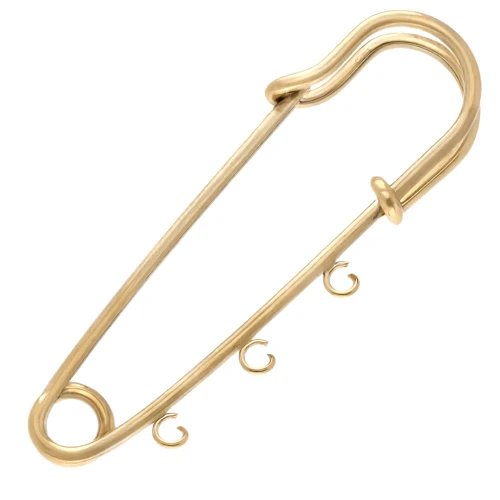 Broche épingle à nourrice 49 mm - 3 anneaux - Acier inoxydable 304 Doré x1