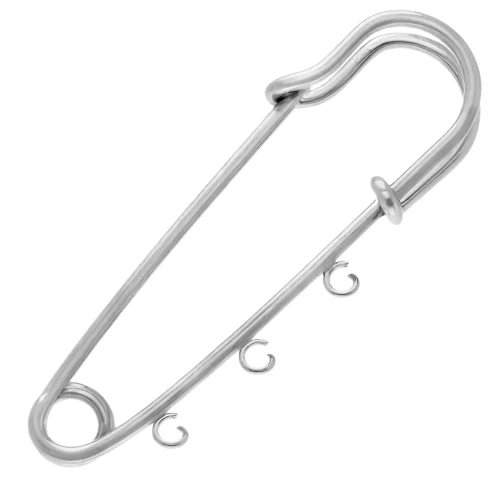 Broche épingle à nourrice 49 mm - 3 anneaux - Acier inoxydable 304 x1