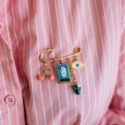 Broche épingle à nourrice 49 mm - 3 anneaux - Acier inoxydable 304 x1