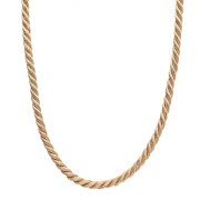 Collier cordon torsadé en polyester 4 mm - Acier inox 304 Doré - Beige foncé x46cm