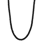 Collier cordon torsadé en polyester 4 mm - Acier inox 304 Doré - Noir x46cm