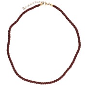 Collier cordon torsadé en polyester 4 mm - Acier inox 304 Doré - Bordeaux x46cm