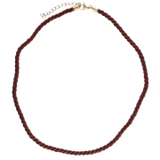 Collier cordon torsadé en polyester 4 mm - Acier inox 304 Doré - Bordeaux x46cm