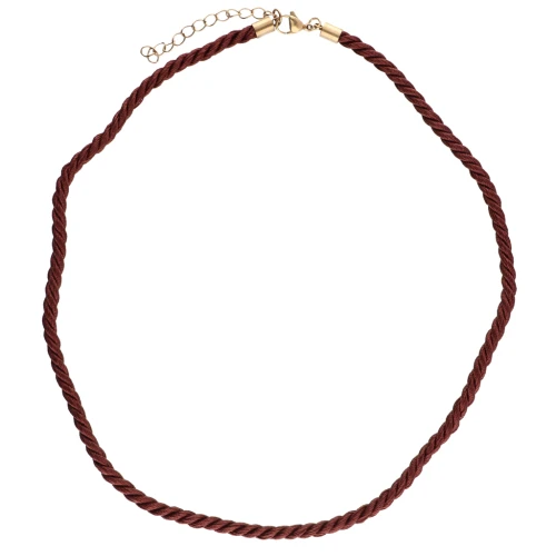 Collier cordon torsadé en polyester 4 mm - Acier inox 304 Doré - Bordeaux x46cm
