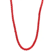 Collier cordon torsadé en polyester 4 mm - Acier inox 304 Doré - Rouge x46cm