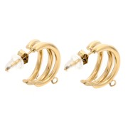 Créoles triple rangs 14 mm avec 3 anneaux ouvert - Acier inoxydable 304 Doré x2