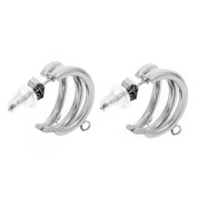 Créoles triple rangs 14 mm avec 3 anneaux ouvert - Acier inoxydable 304 x2