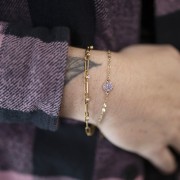 Bracelet maille Rectangle 3.2 mm & oxydes zirconium - Acier inox 304 x17cm