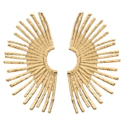 Boucles d'oreilles demi soleil martelé 44x26 mm - Acier inoxydable 304 Doré x2
