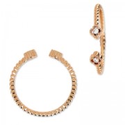 Bague motif fleur avec Oxydes de Zirconium - doré rose x1|raw }}