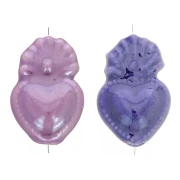 Perle coeur Ex-voto mexicain en céramique 15x10 mm - Couleurs aléatoire x1
