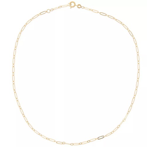 Cadeau -Collier maille rectangle limée fantaisie 2.6mm Plaqué Or 3 microns x42cm