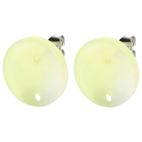 Clous d'oreilles ronds 15 mm en acétate - Marbré Corail - Jaune - Bleu nacré x2