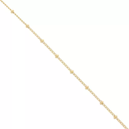 Chaîne maille Gourmette alternée (1x1) perles rondes 2 mm en Gold filled (or laminé) x 50cm