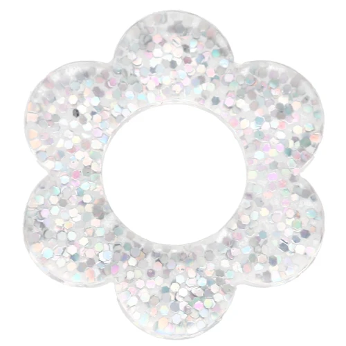 Pendentif fleur 14 mm en acrylique - Pailleté argenté AB x1
