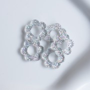 Pendentif fleur 14 mm en acrylique - Pailleté argenté AB x1