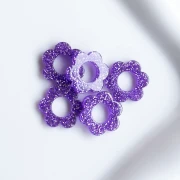 Pendentif fleur 14 mm en acrylique - Pailleté violet x1