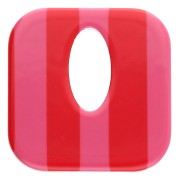 Pendentif carré évidé 21 mm en acétate - Rayés Rose - Rouge x1