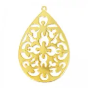 Pendentif goutte ajourée 37 mm - Doré à l'or fin satiné HQ x1